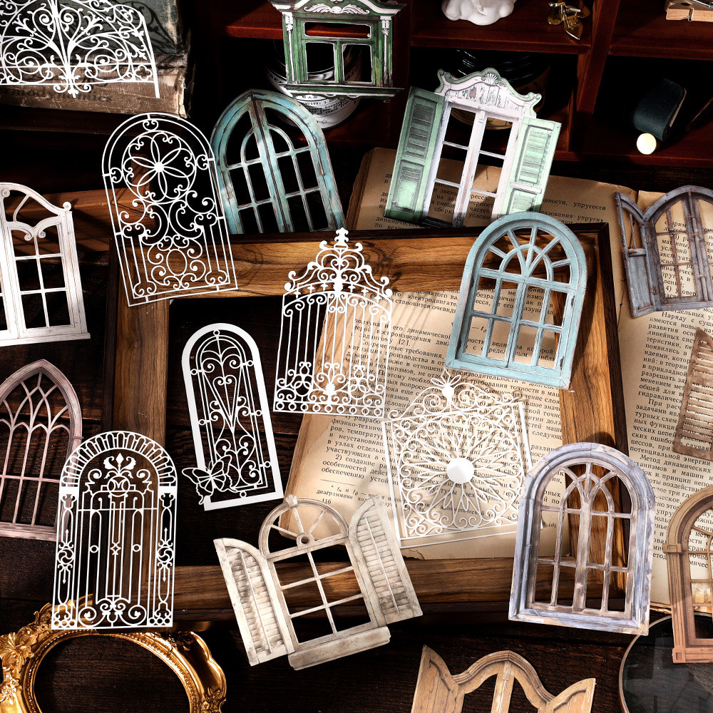 

10 pcs Windows theme DIY collage Decorative paper Scrapbooking Material handmade Diary Album Junk Journal Supplies