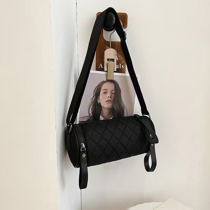 BORKE Tas Selempang Mini Bentuk Silinder Berlian - Tas Bulat Tabung Lucu - Sling Bag Casual, DTKB132