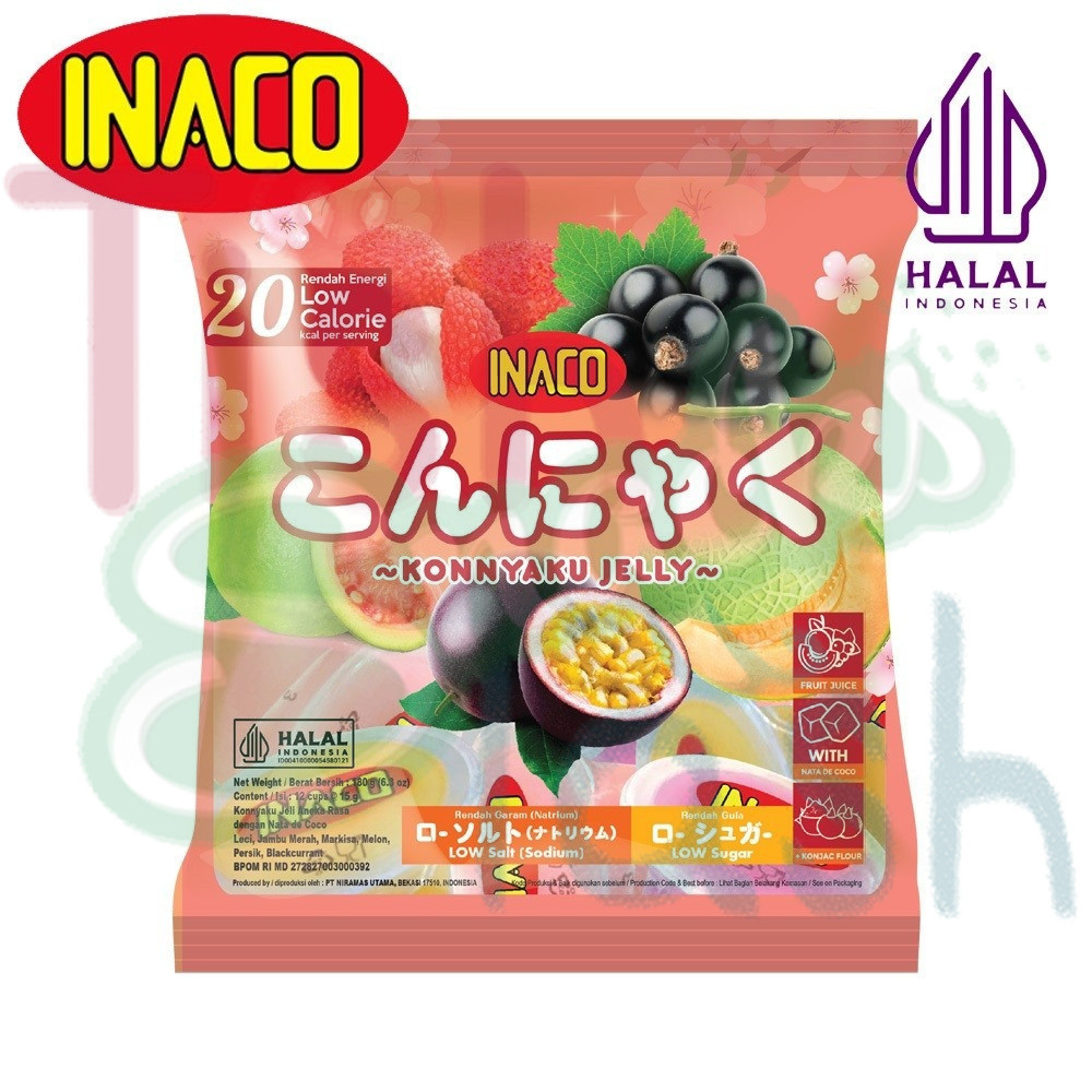 

Inaco Konnyaku Jelly 180gr - Low Calorie Low Natrium Low Sodium Low Sugar Nata De Coco Fruit SATUAN