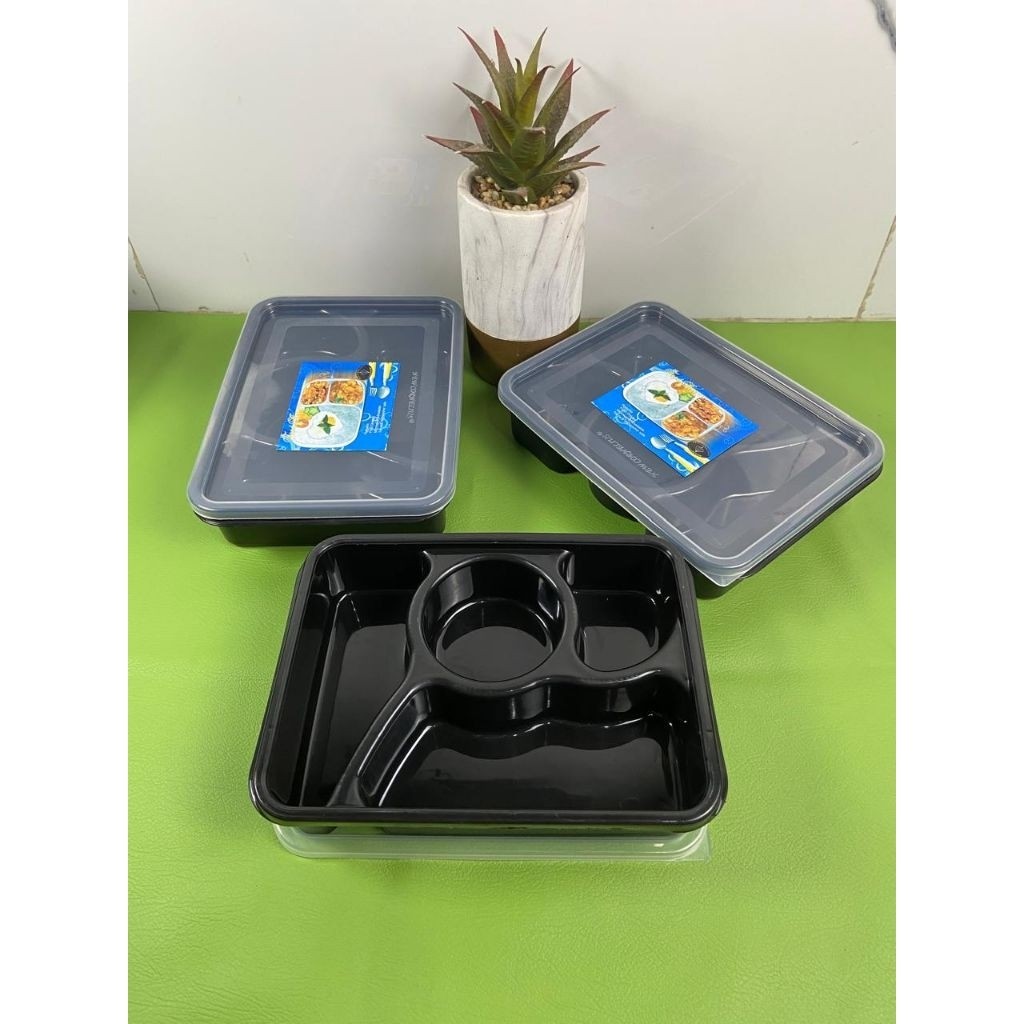 Lunch Box Bento Plastik Warna Hitam Tempat Bekal Makan Praktis  Kotak Bekal Makan Anti Tumpah Cod