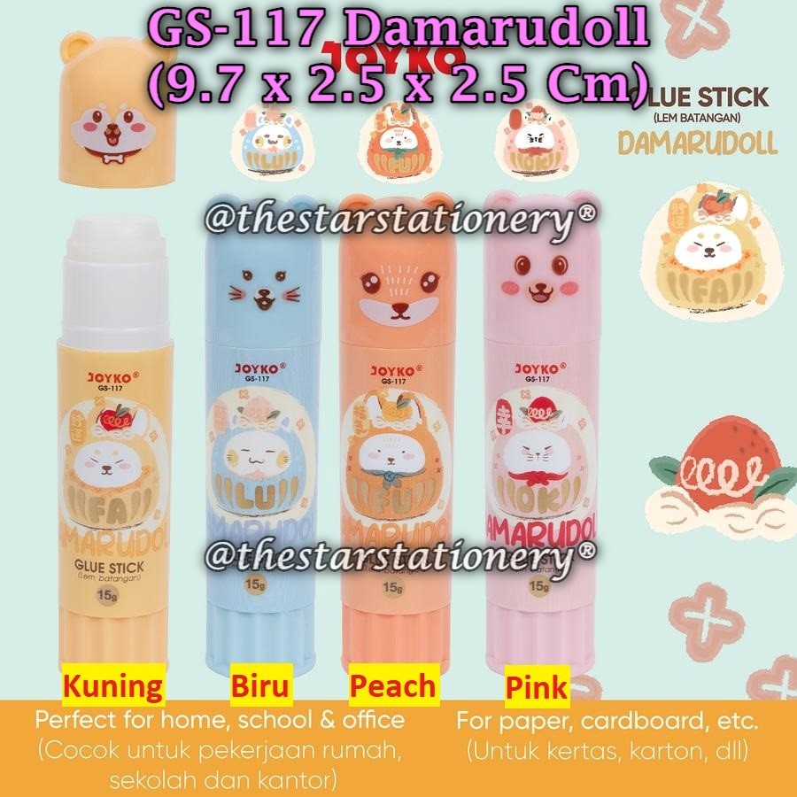 

(1 Pak/24) Glue Stick JOYKO GS-117 Damarudoll 15gr Glue Stick Lem Batang Joyko GS-117 (Pak/24)