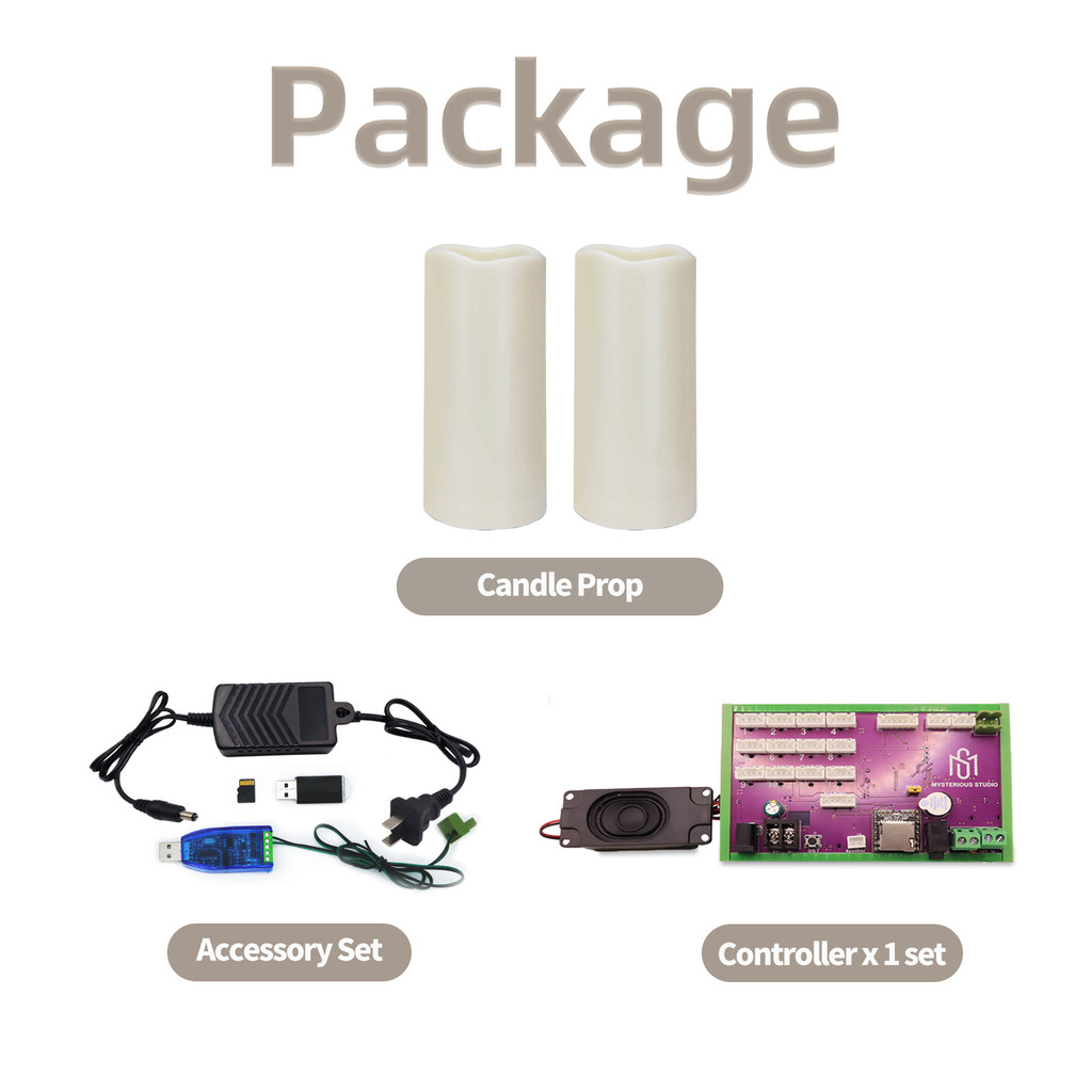 Mystery Studio Secret Escape Room Game Mechanics Props Electronic Puzzle 1987 Big Candle Reset Versi