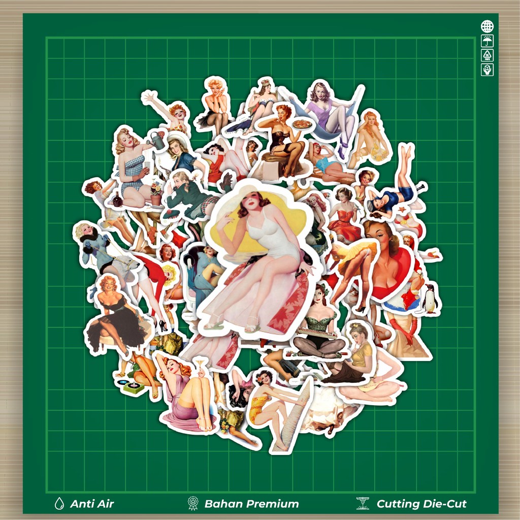 

HOT 50 PCS STIKER Stiker Vintage Retro Pinup Girls Illustration Mix 2 Stiker Fashion Cars Decal Dingin Kartu Album Custom Vinyl Anti Air- Sticker Aesthetic Buku Journal Koper Casing HP Tablet Laptop Helm Motor Botol Minum