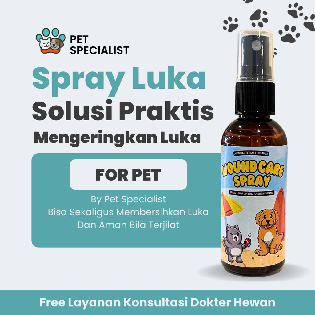 Obat Semprot Spray Luka Pet Specialist 60 ml - Untuk Anjing Kucing - Mengobati luka basah, luka keri