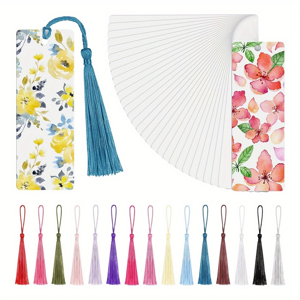 

5 Pack Blank Sublimation Aluminum Bookmarks With Colorful Tassels, Customizable DIY Bookmark for Crafts, Birthdays, Weddings