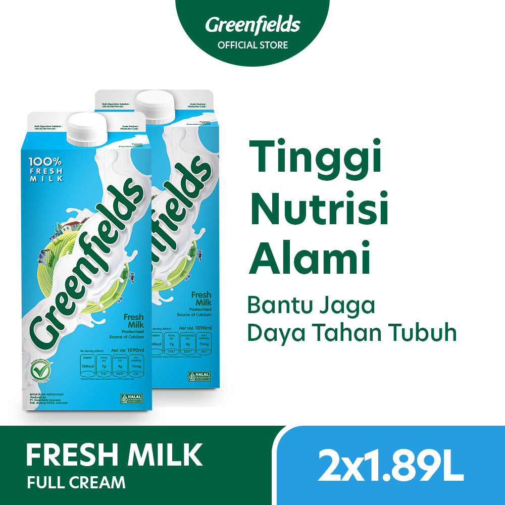 

[Twinpack] Susu Segar Greenfields - Fresh Milk Full Cream 1,89L x 2pcs