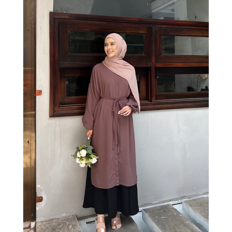 Elmiza - Alesha Tunik Bahan Shine Lux Premium Abaya Atasan Muslim Wanita Terbaru