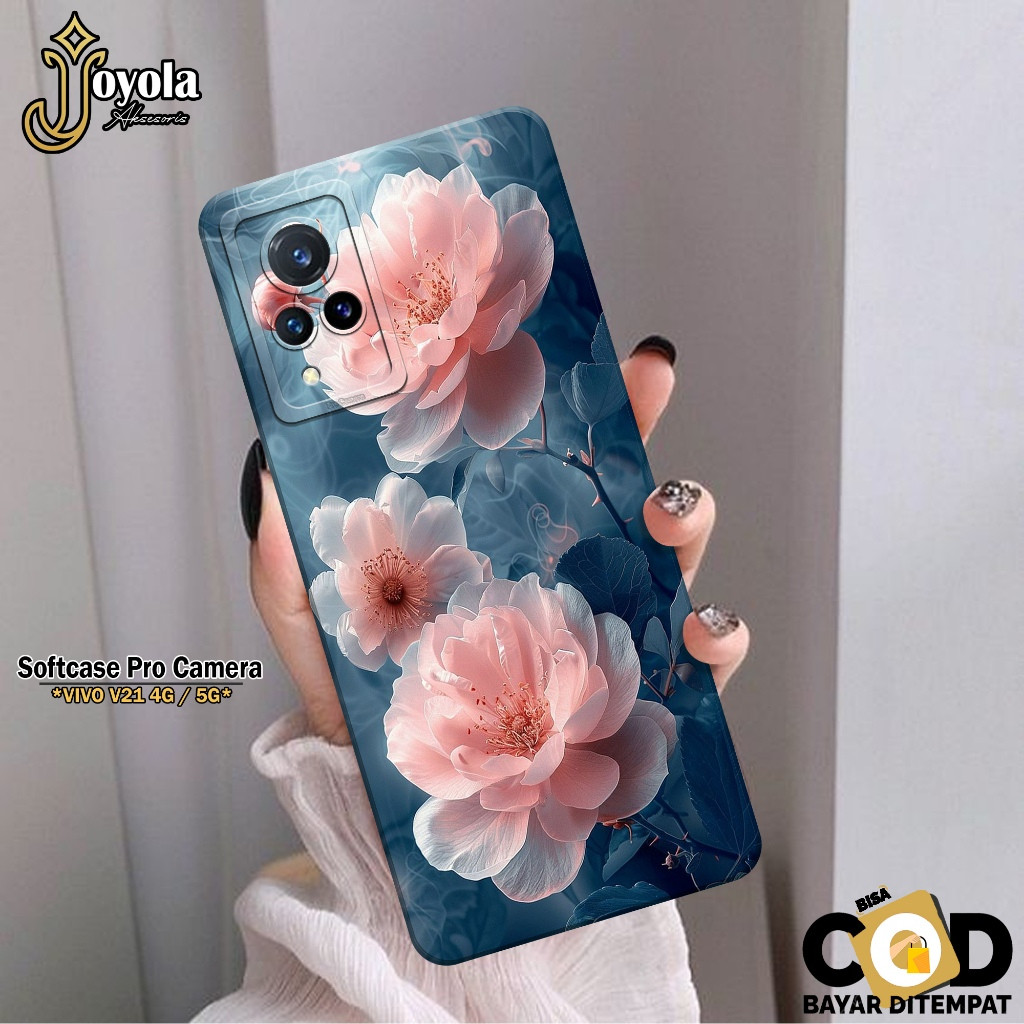 JOYOLA Case VIVO V21 4G/5G - Fahion Case Bunga - Softcase VIVO V21 4G/5G - Pro Camera - CasingVIVO V
