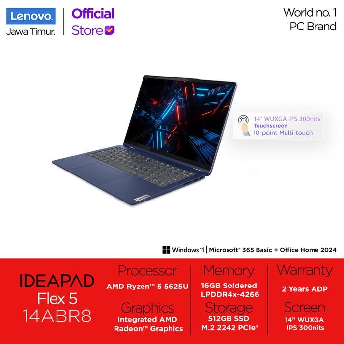 Lenovo Flex 5 HVID AMD Ryzen 5 5625U 16GB 512GB Integrated AMD Radeon Graphics