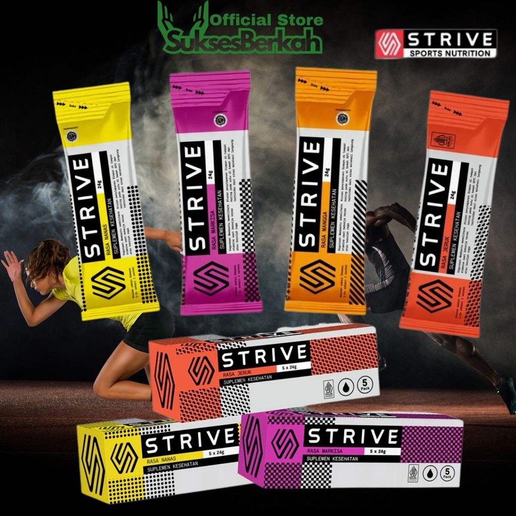 

Strive Energy Gel 1 Box isi 5 Sachet Penambah Energi Tenaga Lari Fitness Gym Halal Bpom