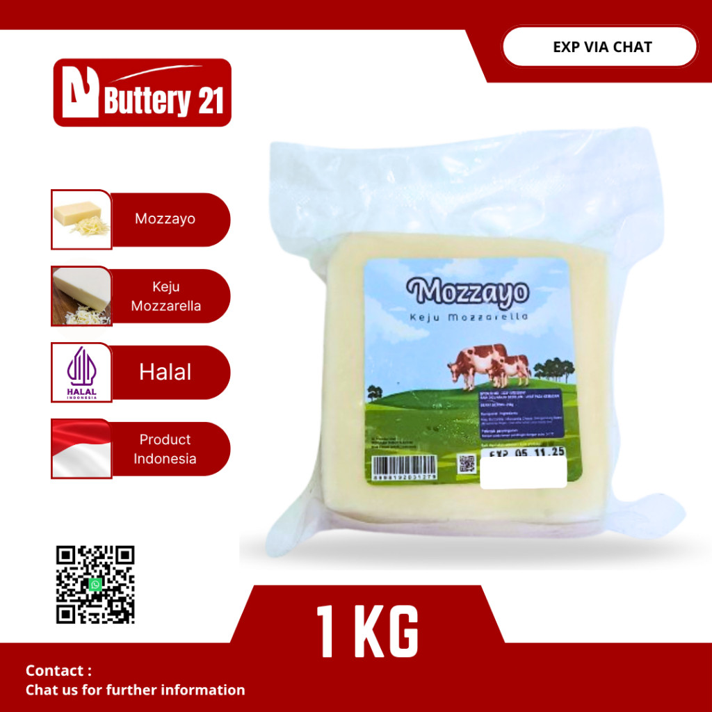 MOZZAYO KEJU MOZZARELLA 1 KG/MOZZARELLA FROZEN/KEJU MOZARELA