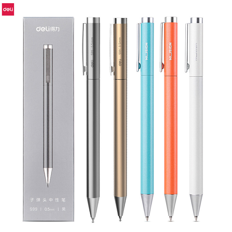 

Deli Metal Sign Pens Mijia Gel Pen PREMEC Smooth Switzerland Refill 0.5mm Japan Black Blue Ink Signing Pen Gift