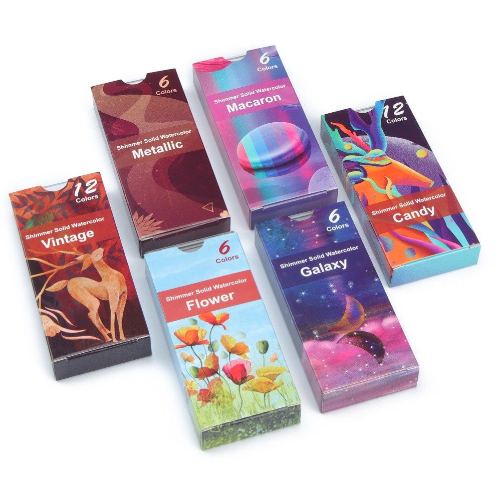 

12 Colors Watercolor Paint Set Metallic Glitter Solid Pigment for Artists School Stationery Graffiti Pearlescent Metallic Paints