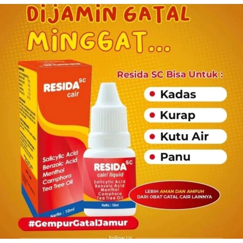 [ BPOM ] Resida Cair 10 ml - Obat Penyakit Kulit Jamur, Panu, Kadas, Kurap, Kutu Air asli berkualita