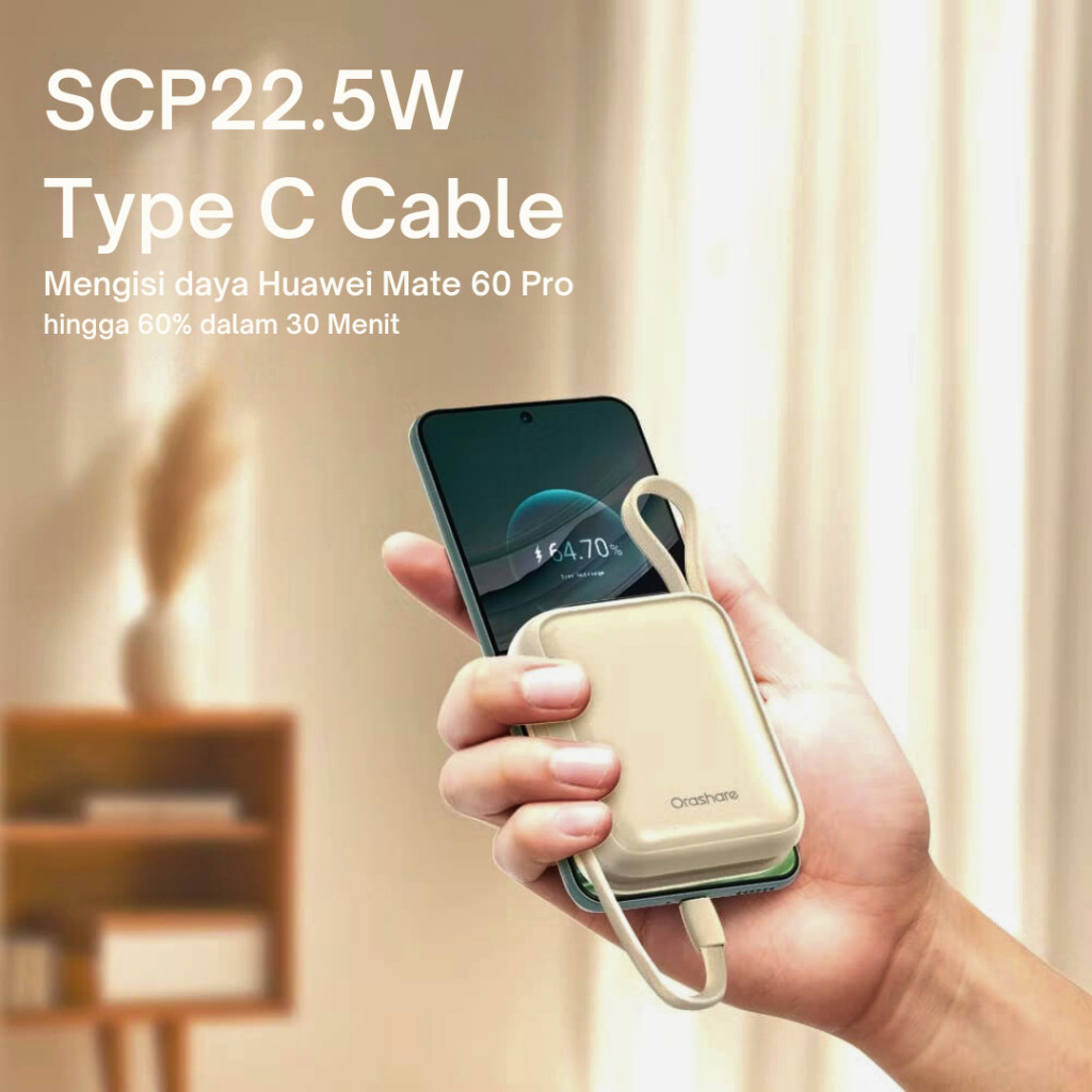 JAMIN MURAH Orashare PCM20 Mini Powerbank 20000mAh Built In Dual Cable 22.5W Fast Charge Compact and