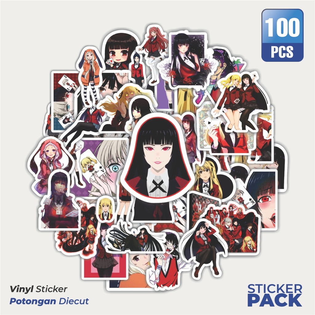 

100 PCS STIKER Stiker Anime Series Kakegurui Karakter Mix Waterproof Aesthetic- Untuk Laptop, Motor, dan Helm - Paper Stationery Pack