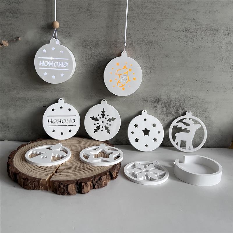 

DIY Series Round Atmosphere Lamp Silicone Mold Splicing Light Box Hanging Star Elk Snowflake Light House Plaster Mold
