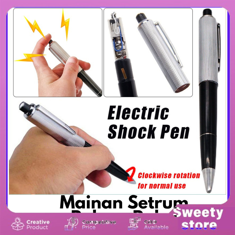 Sweety Store Indonesia-Pulpen kejut Pena Listrik Electric Mainan Pulpen Listrik Setrum Prank Mainan 