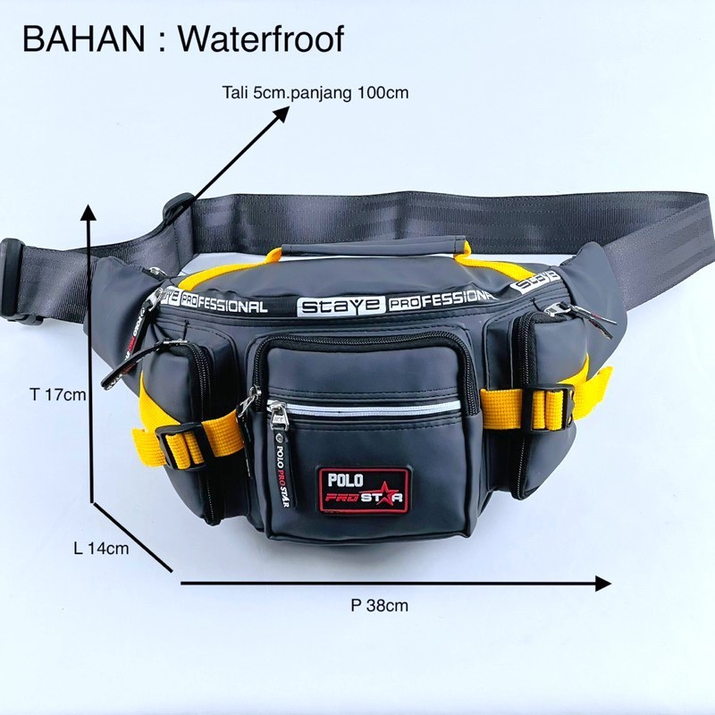 MK89UH Tas Pinggang Waistbag Waterproof Original Polo Prostar  Tas Pinggang dan Tas Selempang Bahu