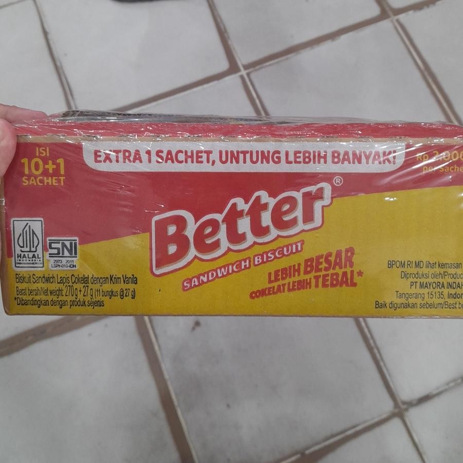 

Better Sandwich Biscuit Box Wafer Biscuit Salut Coklat ( isi 10 )
