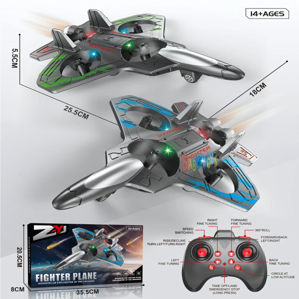 Mainan Pesawat Terbang Remote Control Anak Led Fighter Plane AirPlane Foam Rc 360° Charge