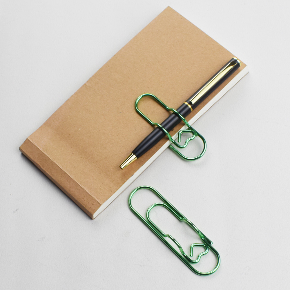 

Multifunctional Metal Paper Clip with Integrated Pen Holder for Notebooks School and Office Stationery