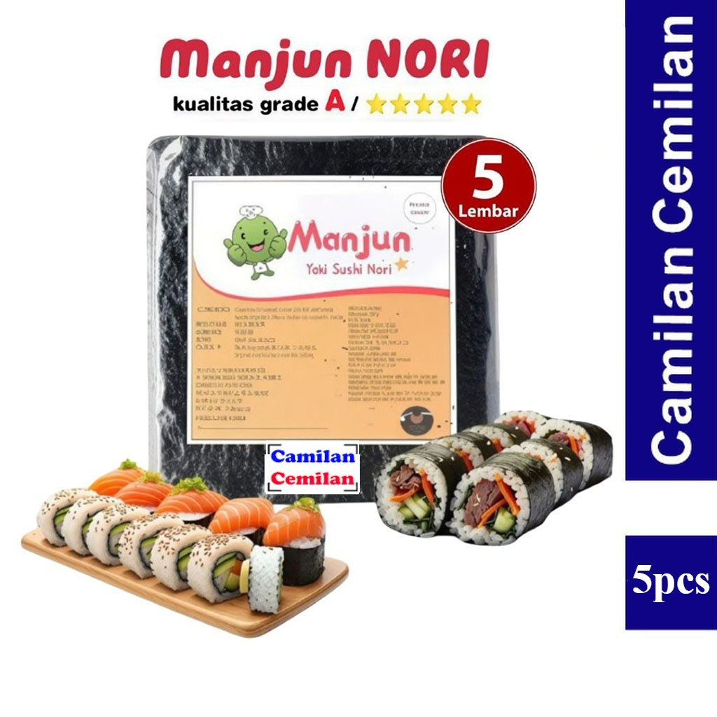 

Manjun Nori Yaki Sushi Halal Seaweed Rumput Laut Korean Gimbap isi 5 pcs