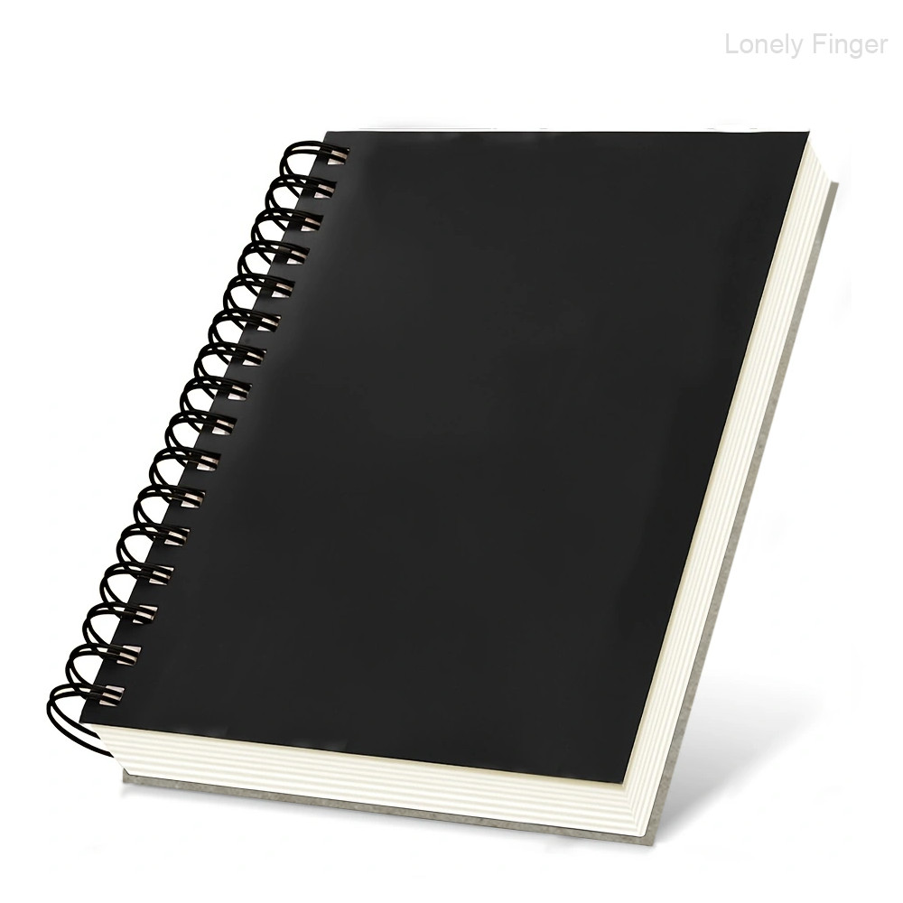 

Blank Spiral Notebook, 1/3-Pack, Soft Cover, Sketch book, 100 Sheets, 8.26 inch x 5.7 inch (Black)