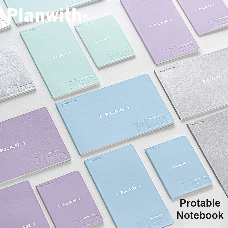 

Planwith Undated Planner Notebook, Soft Leather A6/A7/Horizontal 32 Sheets Self-fill Monthly Daily Notepad, Portable To Do List