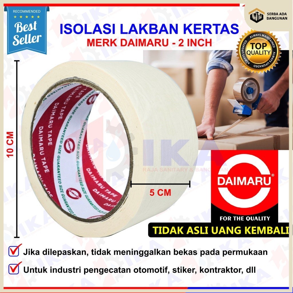 

SAB Lakban Kertas / Masking Tape / Lakban Kertas Daimaru 2 inch ( 48 mm x 21 m )