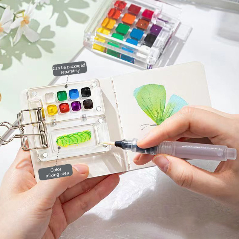 

8/15 Grids Acrylic Mini Watercolor Palette Portable Paint Box Travel Painting Watercolor Paint Tray Art Supplies
