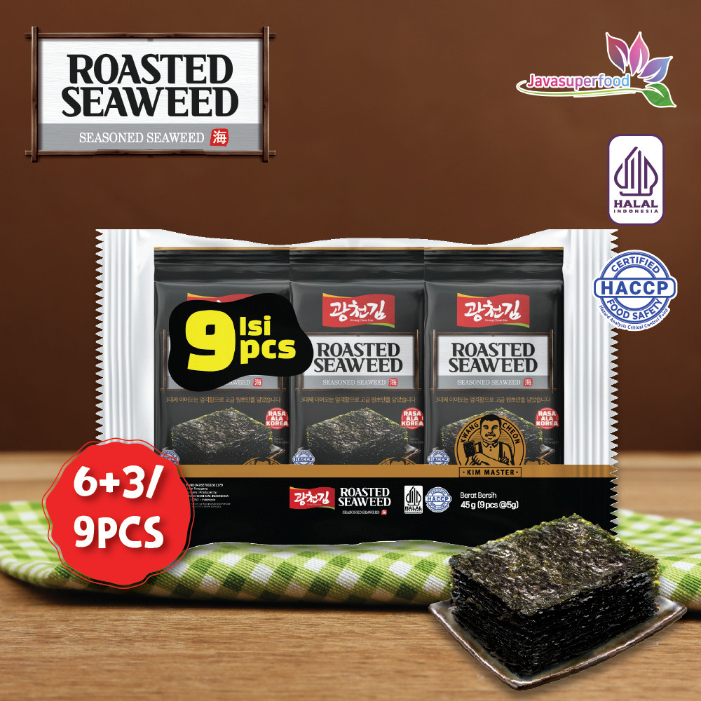 

(HALAL) ROASTED SEAWEED KWANGCHEON KIM 45G (ISI 9 PCS) / RUMPUT LAUT PANGGANG / NORI PANGGANG / NORI SNACK