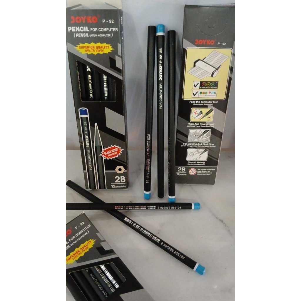 

Pensil Joyko Hitam 2B P-92 - 1 Pack isi 12 pcs type black wood PROMO
