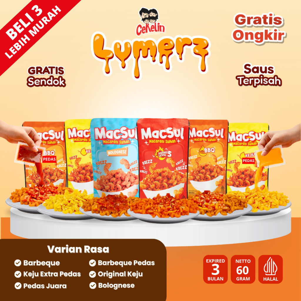 

CEKELIN Lumerz 60gr 6 Varian Rasa Cekelin Makaroni Lumerz Gratis Ongkir Murah