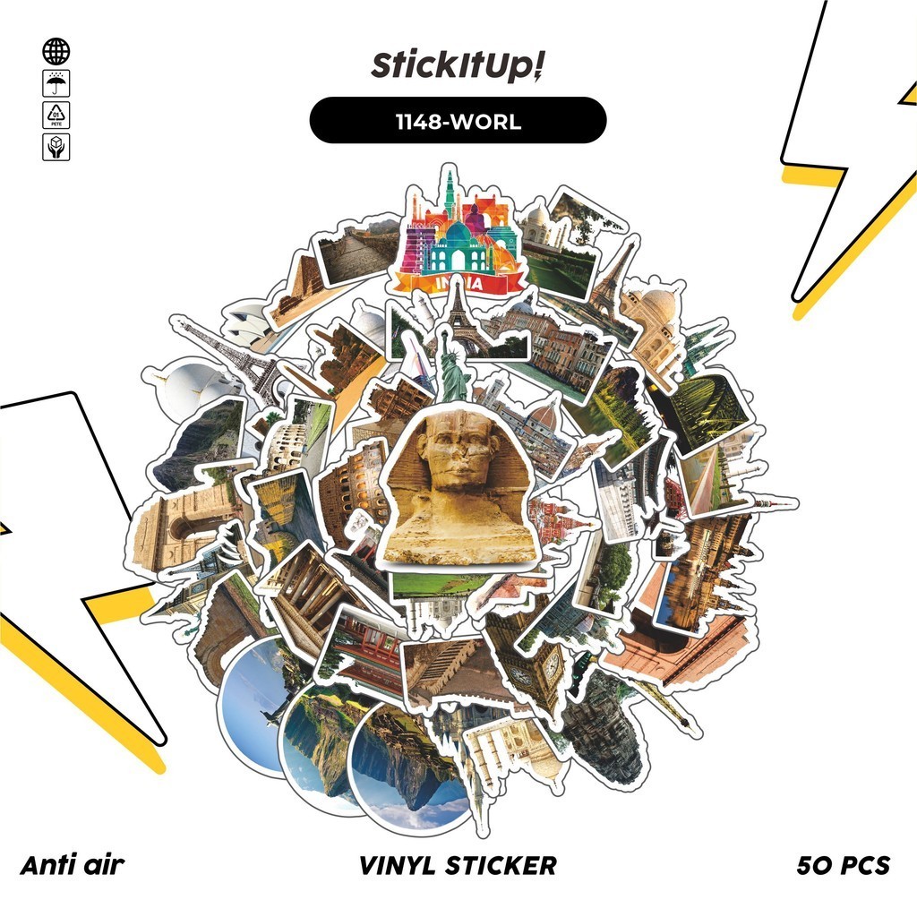 

COD✨ 100 Pcs Stiker Pack World Famous Lucu Aesthetic Vynil Waterproof untuk Freebies Sticker Buku Journal Casing HP Laptop