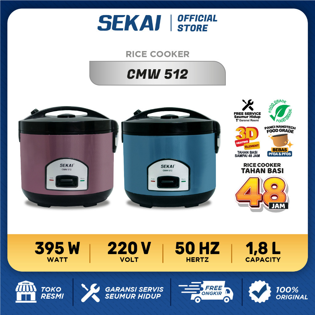 Sekai Rice Cooker / Penanak Nasi 1.8L Magic Com Penghangat Nasi 3in1 CMW-512 / CMW-515 TU2T
