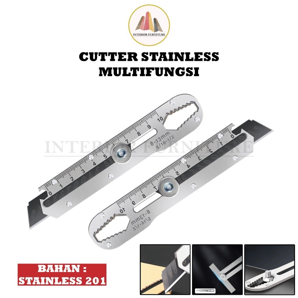 

9in1 Pisau Cutter Multifungsi Cutter Pisau Stainless Besar Pisau kater Pemotong Kertas Tahan Karat