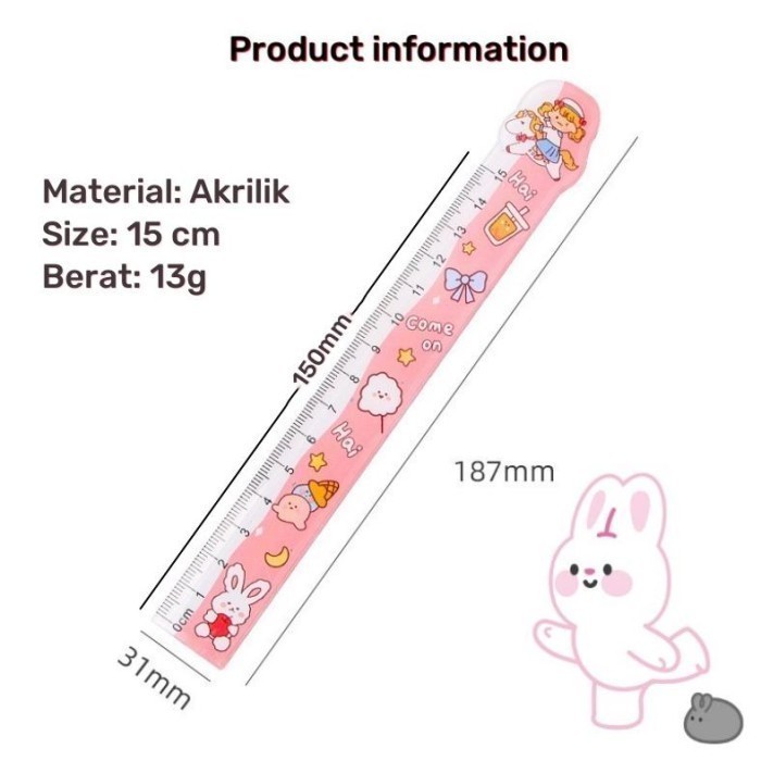 

ACEH.BRO 130929 Penggaris beraneka motif lucu 15cm Cute ruler Penggaris karakter kartun pelajar kantor sekolah