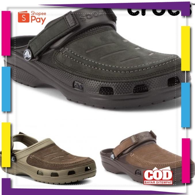 [PREMIUM ORIGINAL] Sandal Crocs pria Yukon Leather Sandal Kodok Pria  Crocs  Sandal YukonSlip On Pri
