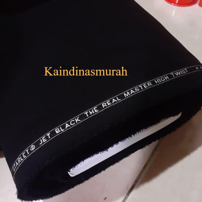 bahan kain celana jet black starlet hitam pekat