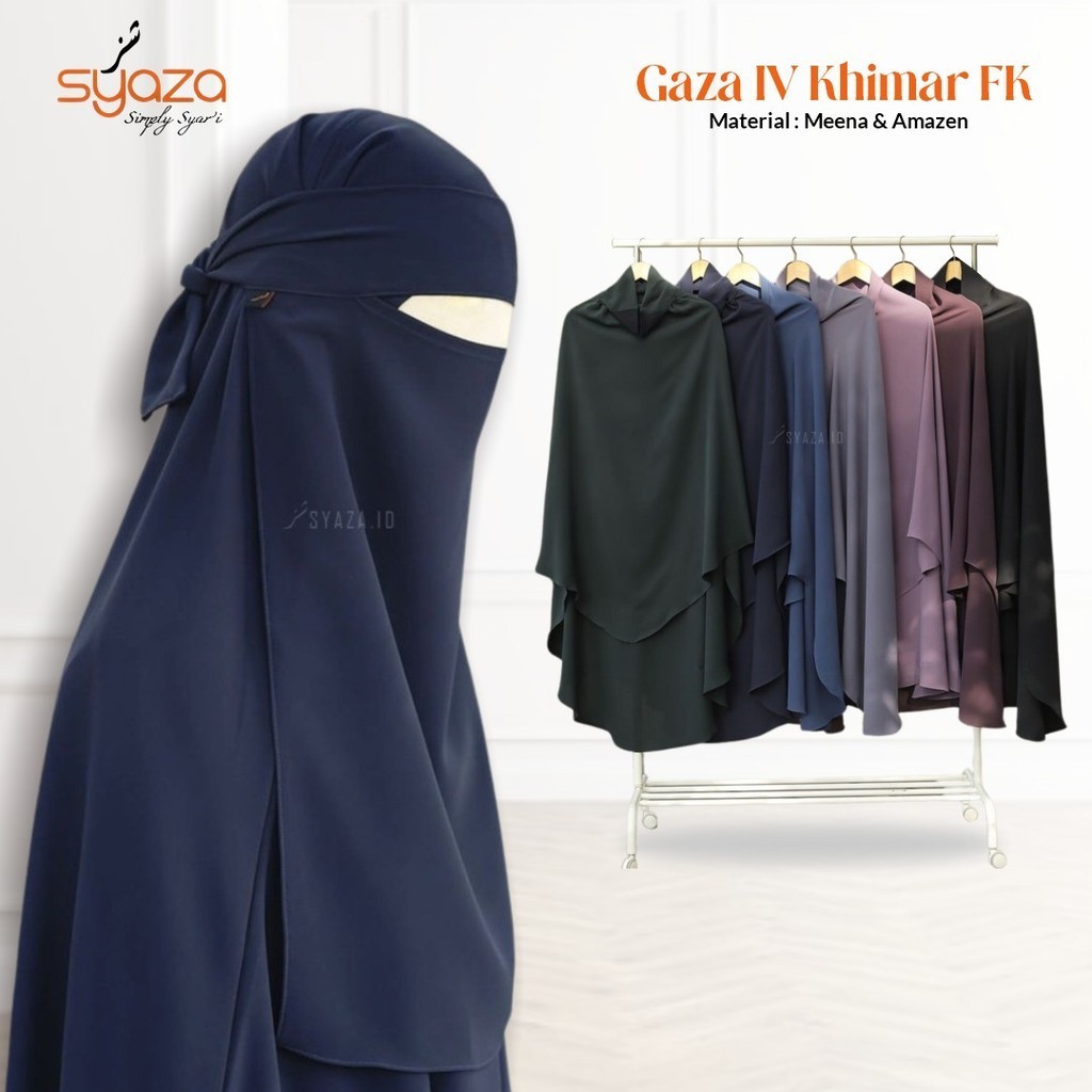 SYAZA - Gaza IV French Khimar anti UV Mina Mazen Kerudung Panjang Instan Jilbab Syari Jumbo Free Cad
