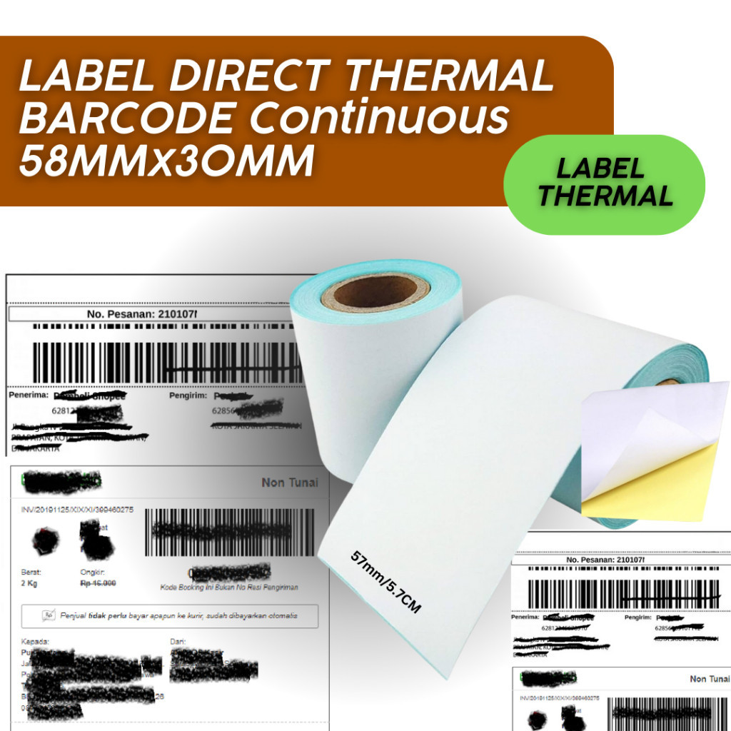 

Label Barcode Direct Thermal Continuous 58X30MM [5Meters]