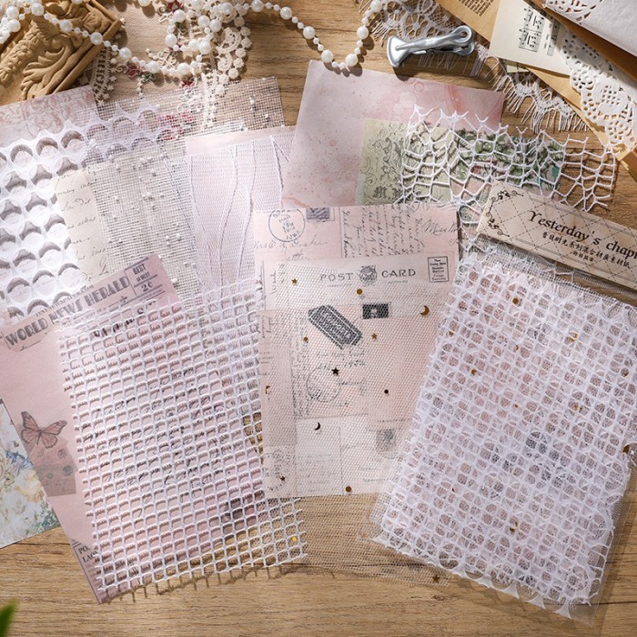 

lkjj 15 Pcs/ Pack Scrapbook Journal KIT Set Kain Fabric + Scrapbook Paper Set Paket Journaling