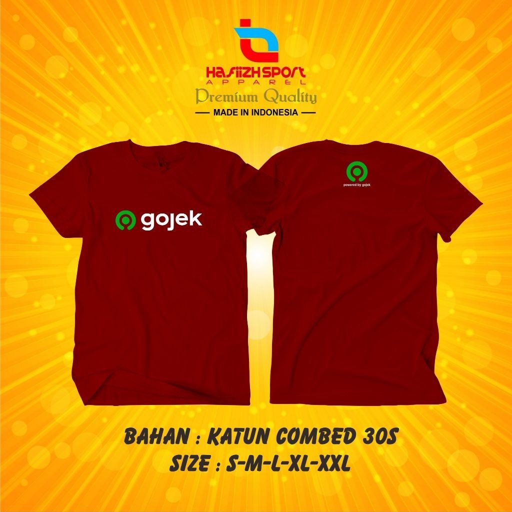 KAOS BAJU GOJEK DRIVER ONLINE BAHAN KATUN COMBED PREMIUM BISA COD