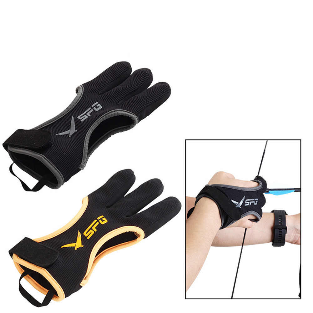 1 Pc Outdoor 3 Finger Archery Gloves Ergonomic Design Thickened Adjustable Non Slip Protector Archer