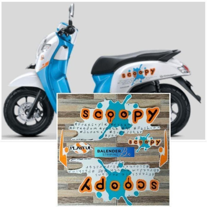 Striping Motor original Honda Scoopy biru putih  2016 2017