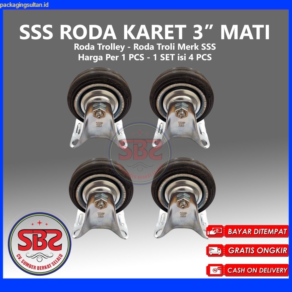 SSS Roda Karet 3inch 3" Mati - Roda Karet SSS /Roda Karet Triple S - Roda Karet Troli Trolly Etalase