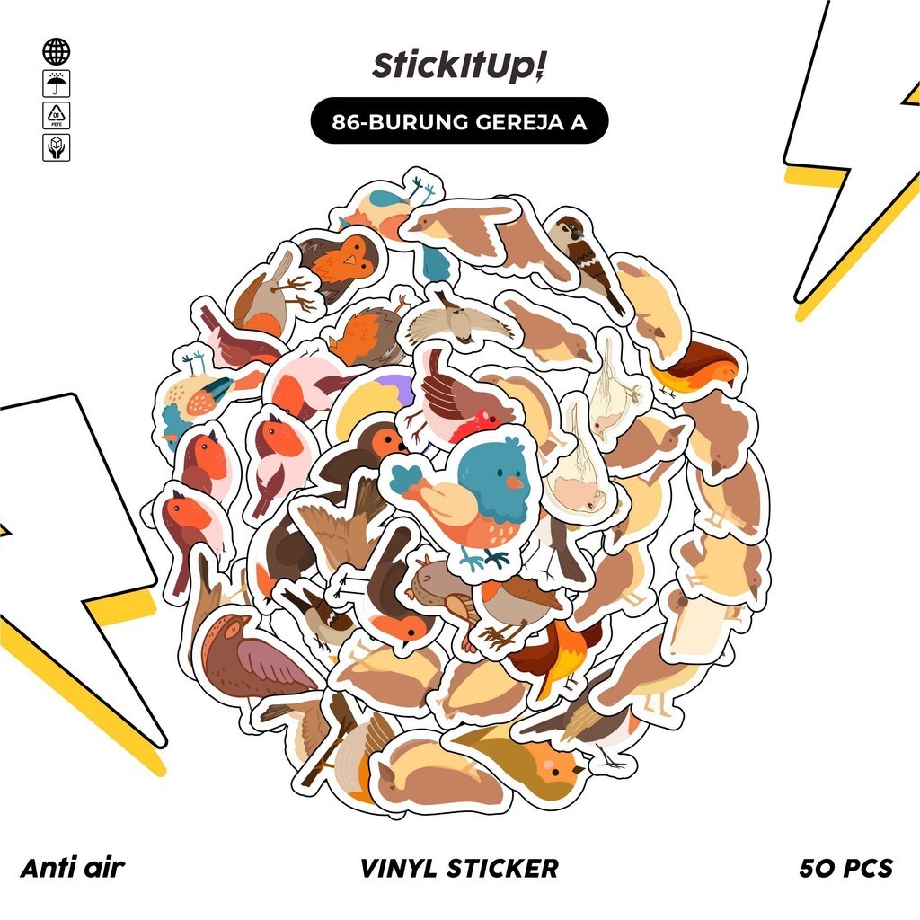 

COD✨ StickitUp100 Pcs Stiker Motif Hewan Burung Gereja Lucu Anti Air Untuk Dekorasi Notebook Sepeda Skateboard Handphone DIY