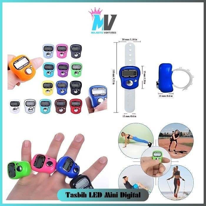 

MAJESTIC Tasbih Digital Mini LED Tasbeh Alat Hitung Penghitung Elektronik Jari Finger Counter Tally