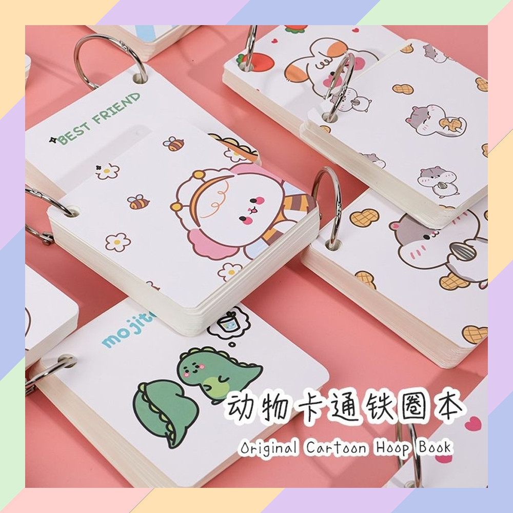 

AT14 Notebook Mini RING Gantungan Kunci Catatan Memo Motif Lucu Kecil Pengingat Buku 29B4